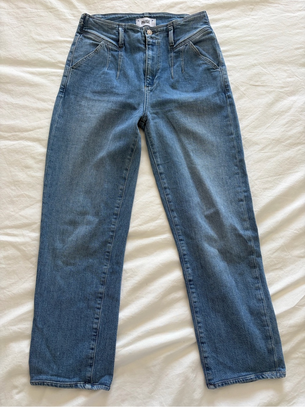 PAIGE Denim Light Wash Sarah Straight Ankle Jeans Size 28 Like New - Picture 7 of 16